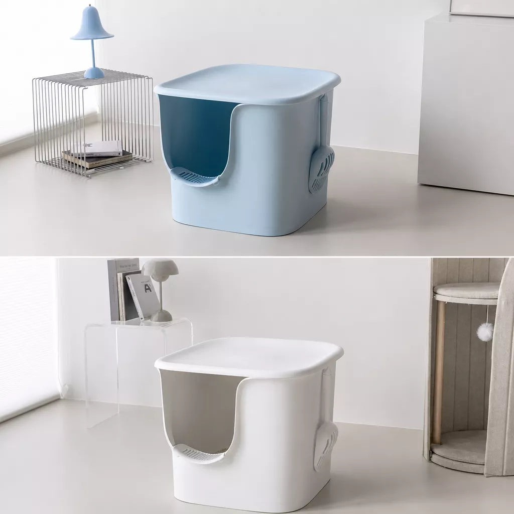 Large Semi-Enclosed Cat Litter Box