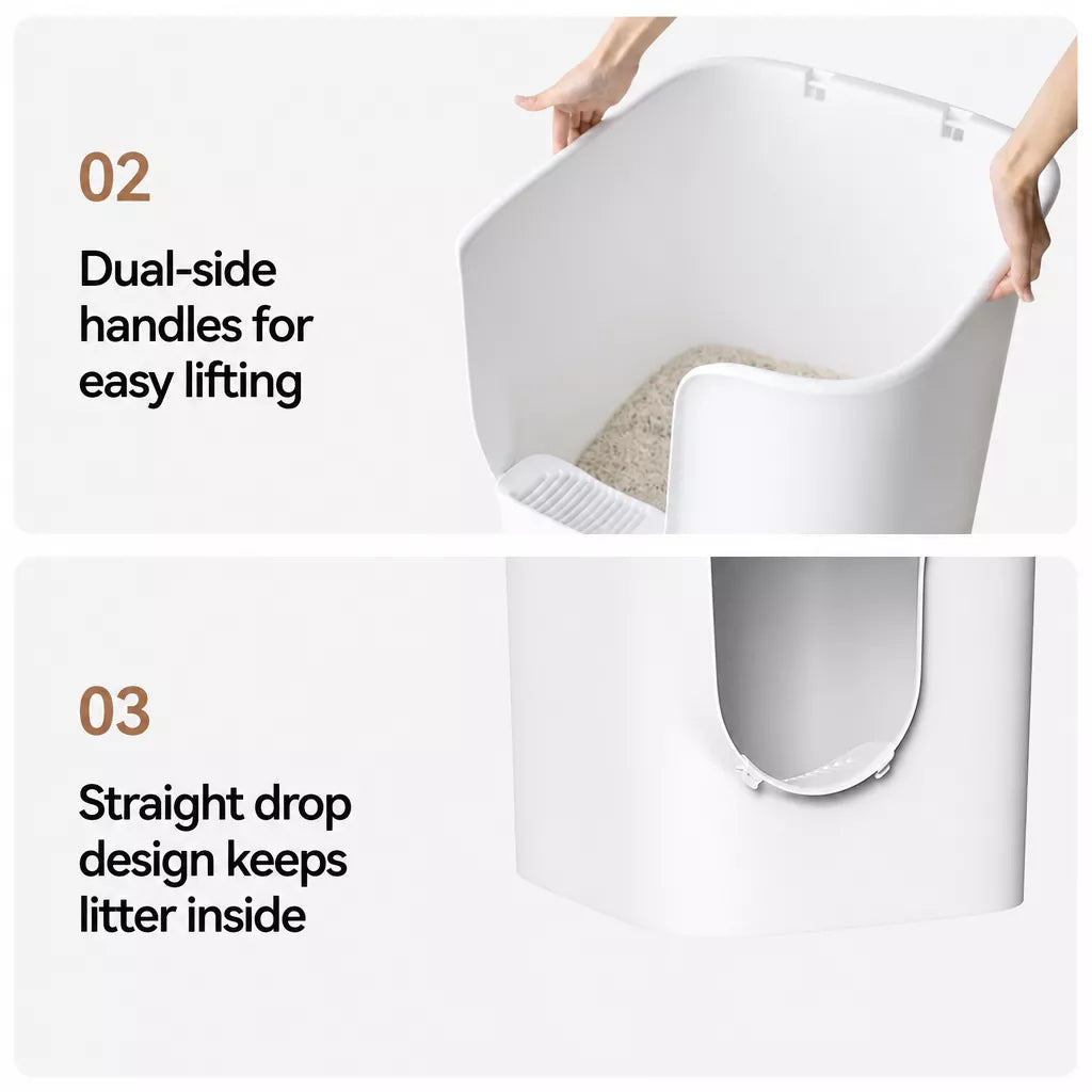 Large Semi-Enclosed Cat Litter Box