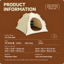 Collapsible Breathable Cat Tent Bed with Rattan-Style Mat