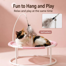 Round Pet Bed with Hanging Toy