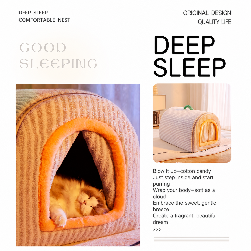 Cozy Enclosed Pet House for Cats & Dogs