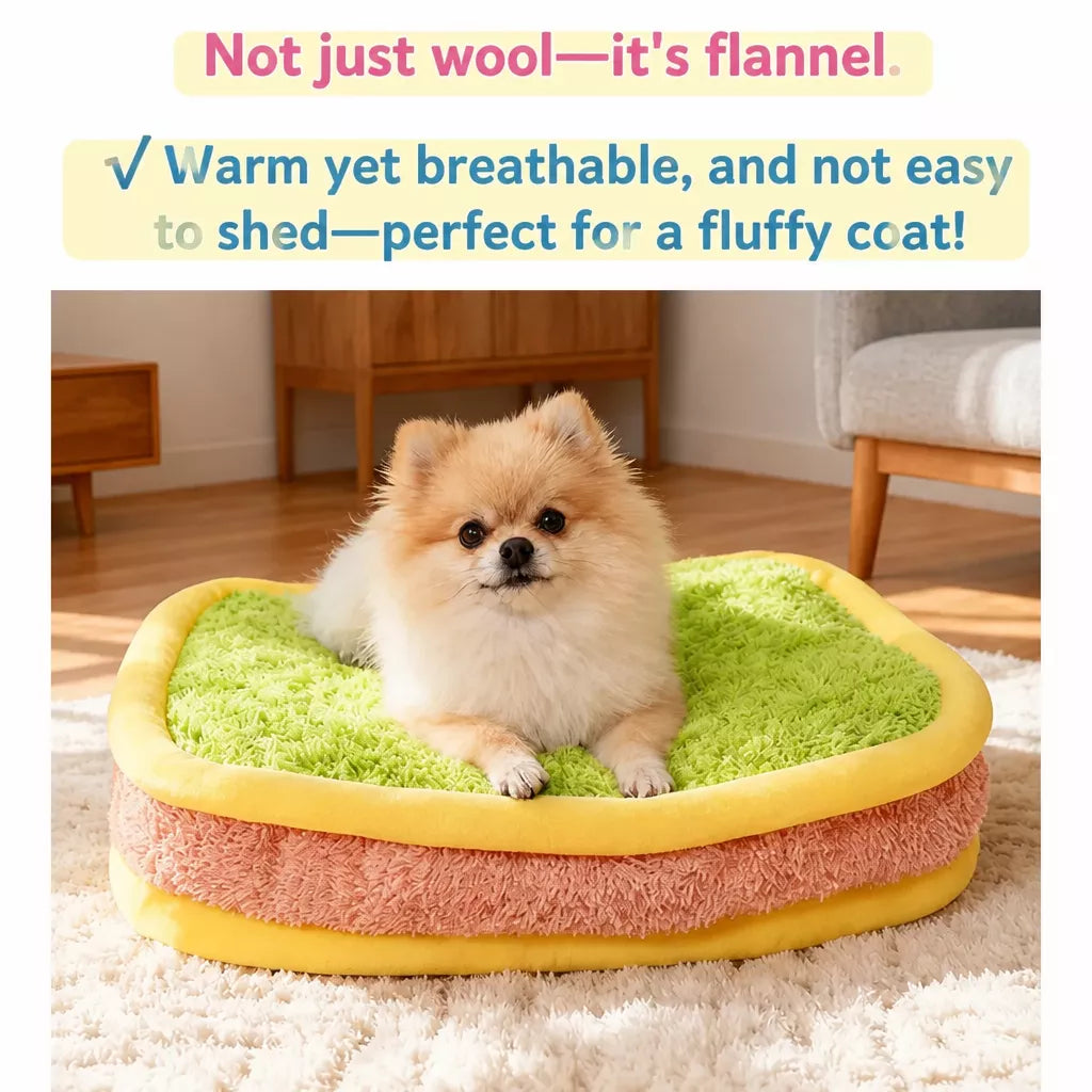 Color-Block Washable Plush Square Pet Bed for Dogs and Cats