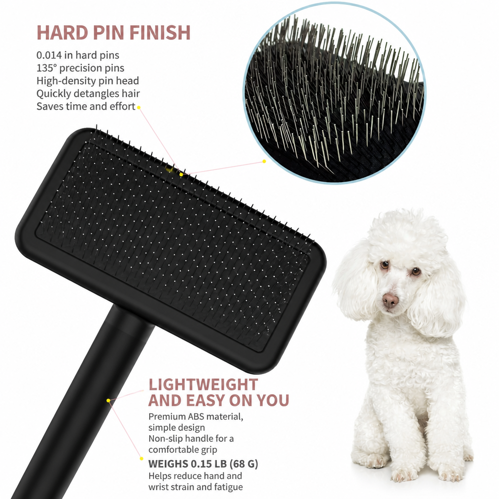 Pet Slicker & Pin Brush for Detangling and Coat Care