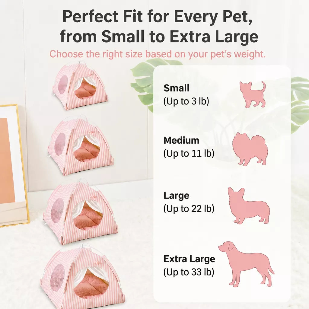 Indoor Cat & Dog Tent Bed with Removable Washable Cushion