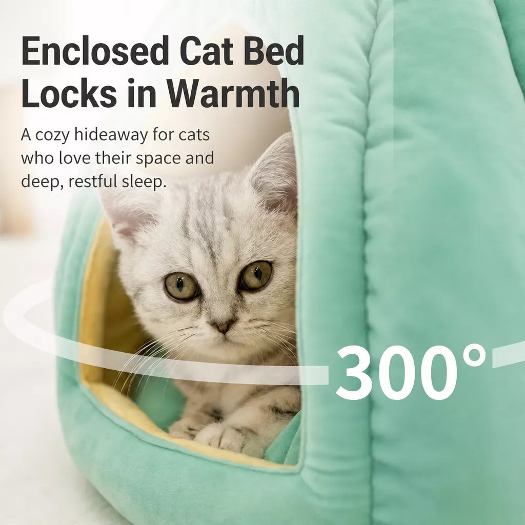 Enclosed Pet Bed for Cats and Small Dogs