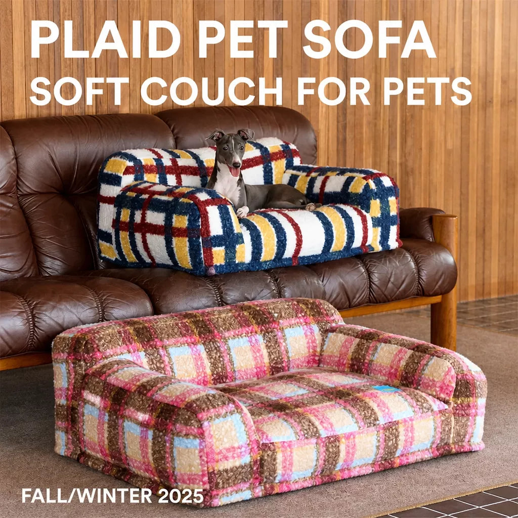 Vintage-Style Plush Sofa Bed for Dogs and Cats