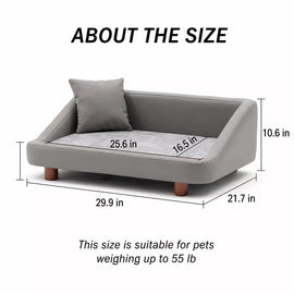 Pet Sofa Bed with Headrest and Removable Cover