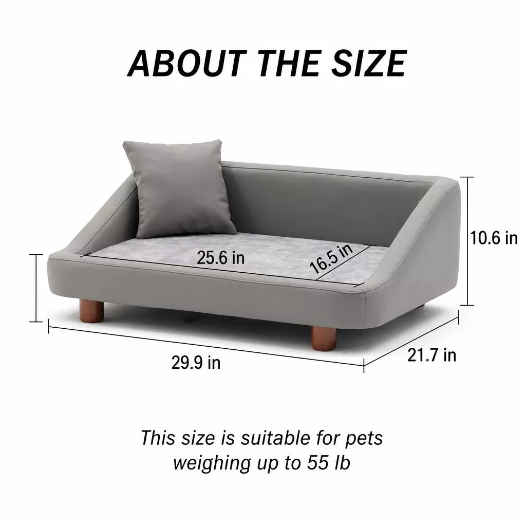 Pet Sofa Bed with Headrest and Removable Cover