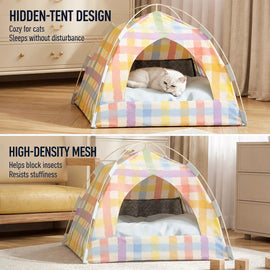 Enclosed Cat Tent Bed with Removable Mat