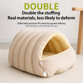 Semi-Enclosed Cat & Dog Bed with Removable Washable Cover