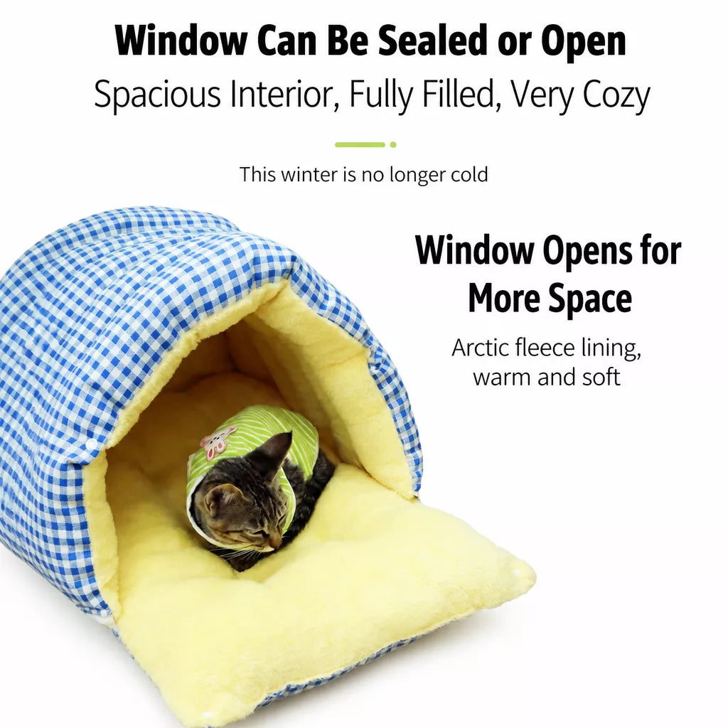 Semi-Enclosed Cat & Small Dog Bed with Removable Cover