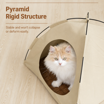 Collapsible Breathable Cat Tent Bed with Rattan-Style Mat