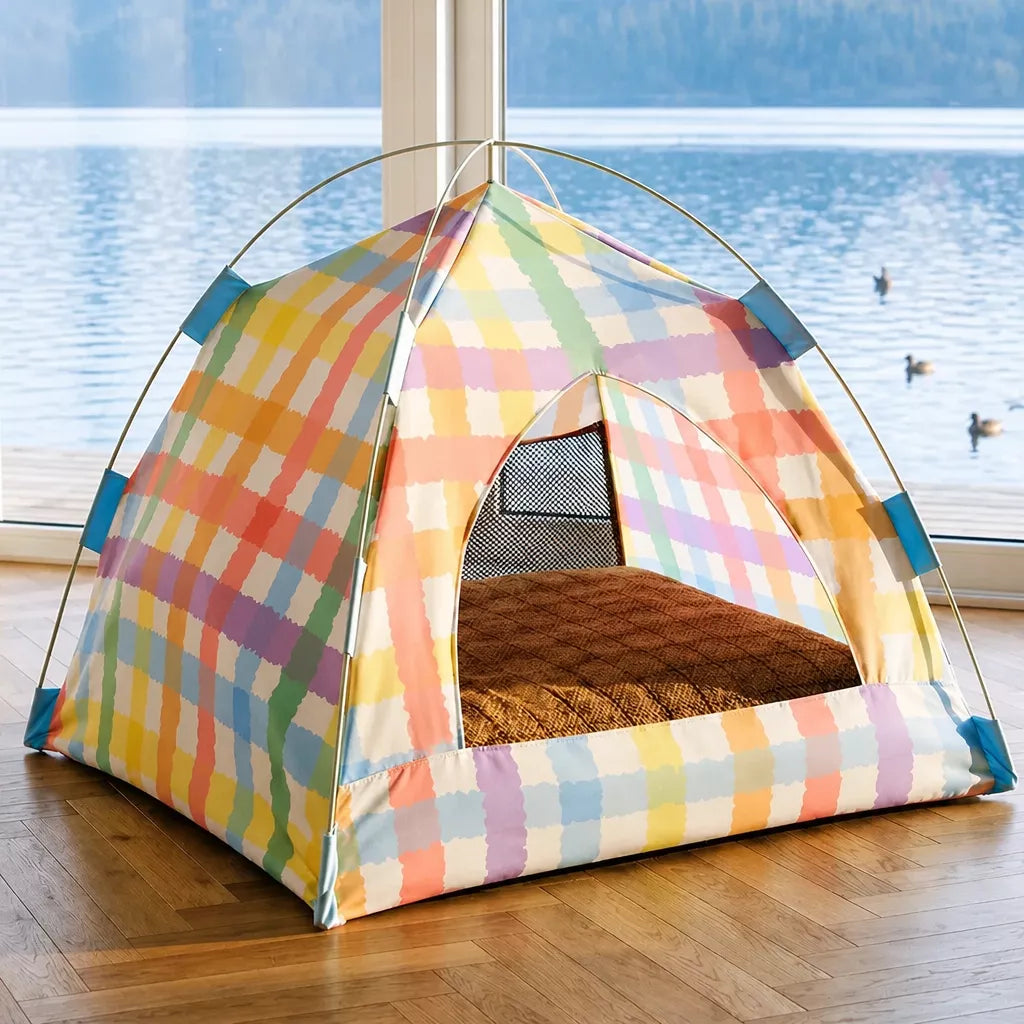 Enclosed Cat Tent Bed with Removable Mat