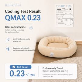 Cooling Fabric Bolster Dog Bed with Non-Slip Base