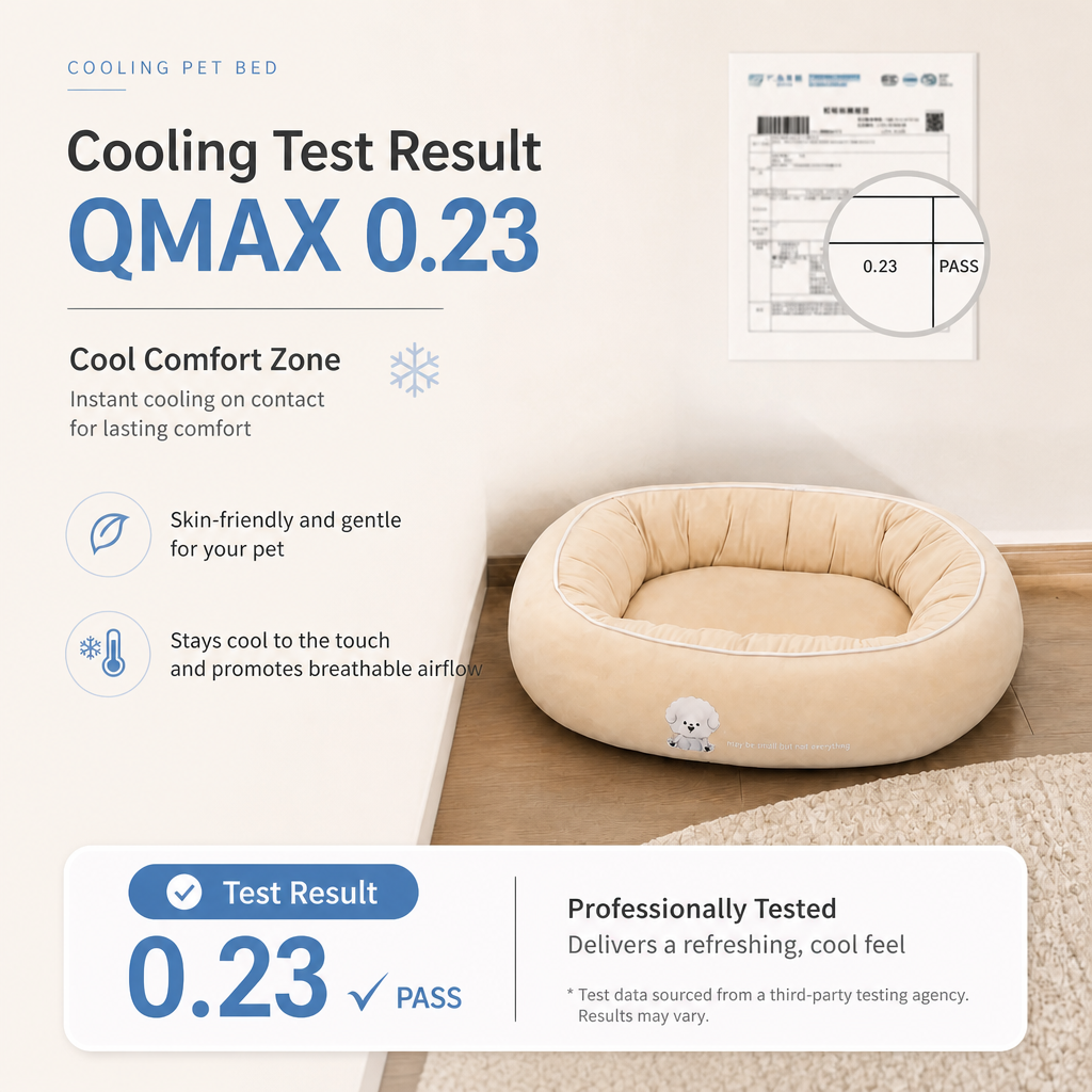 Cooling Fabric Bolster Dog Bed with Non-Slip Base