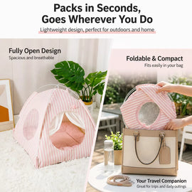 Indoor Cat & Dog Tent Bed with Removable Washable Cushion