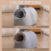 Enclosed Plush Pet Bed with Carry Handle for Cats and Small Dogs