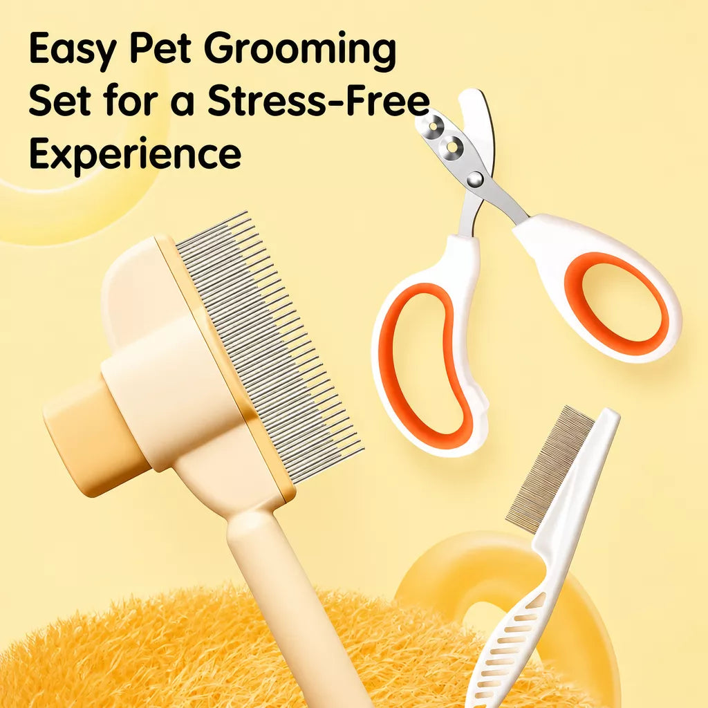 Cat & Dog Grooming Tool Sets with Deshedding Tools