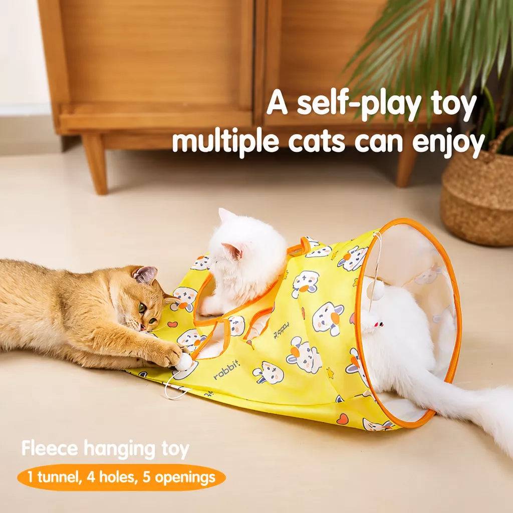 Crinkle Cat Tunnel Toy with Multiple Openings