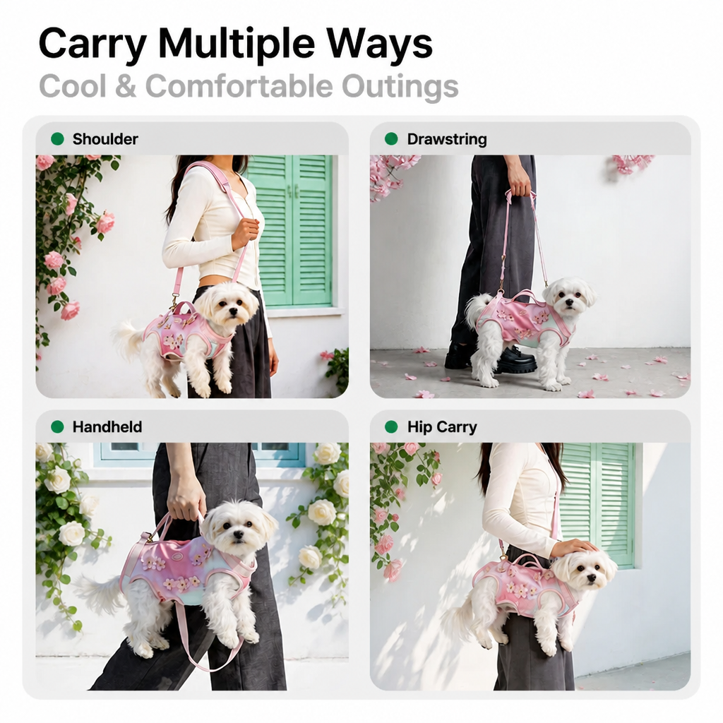 Cherry Blossom Wearable Dog Carrier Harness with Shoulder Strap