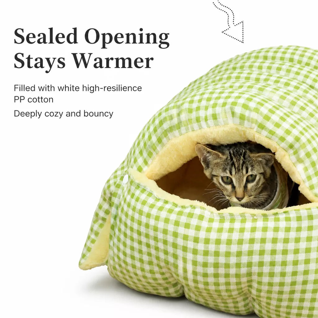 Semi-Enclosed Cat & Small Dog Bed with Removable Cover