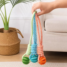 Rope Dog Tug Toy with Treat-Dispensing Ball for Medium and Large Dogs