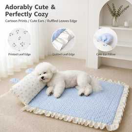 Pet Rest Mat with Bunny-Ear Pillow for Dogs and Cats