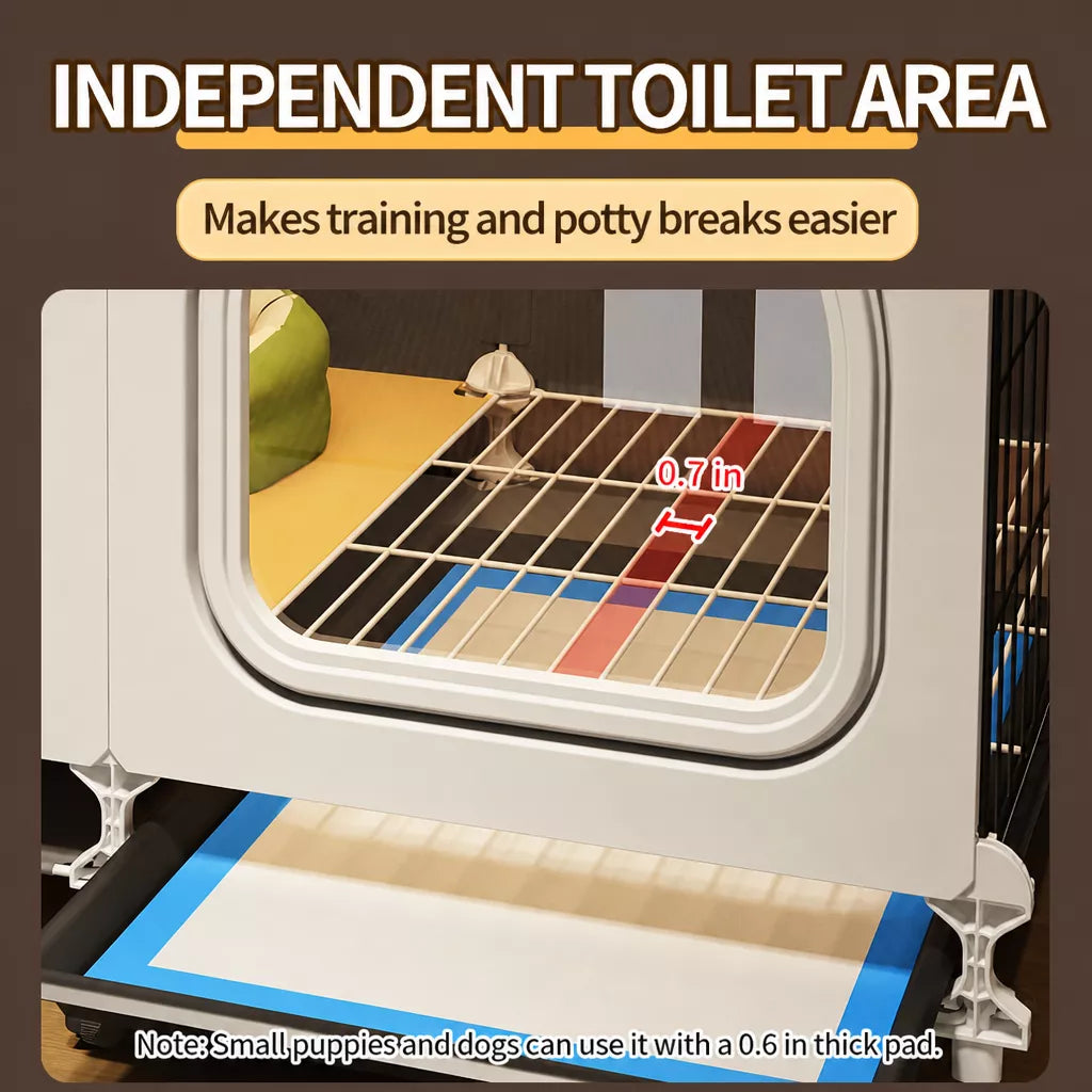 Small Dog Crate with Separate Toilet Area & Storage Pen