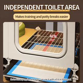 Small Dog Crate with Separate Toilet Area & Storage Pen