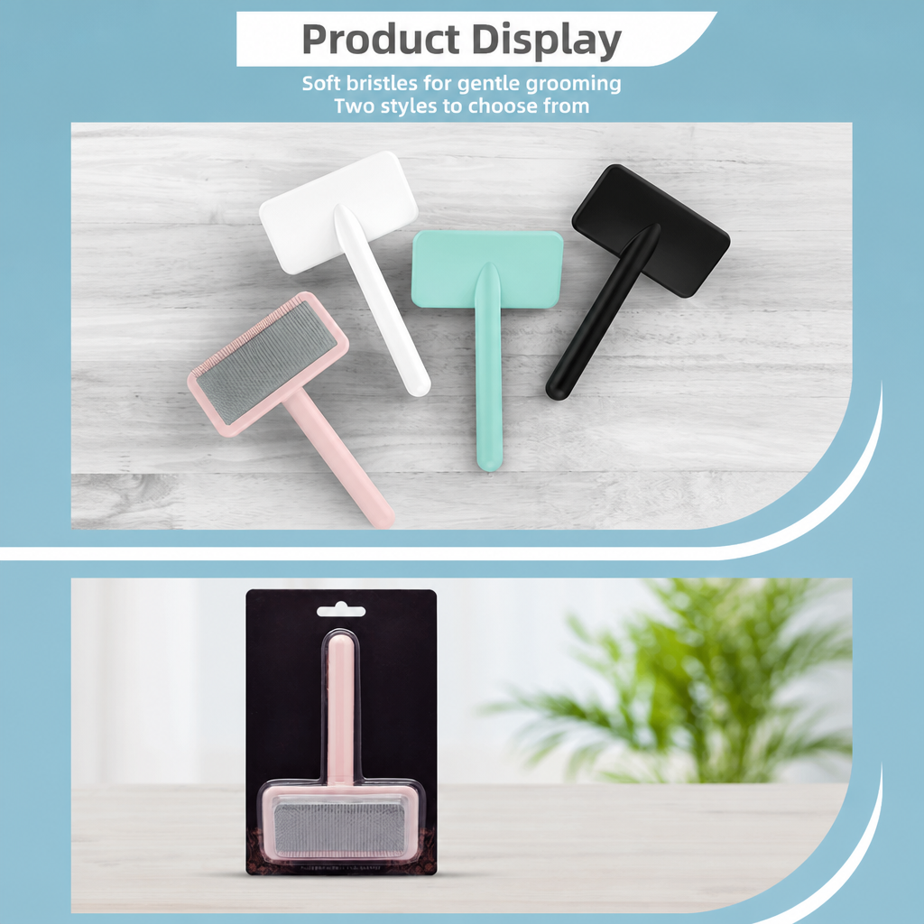 Pet Slicker & Pin Brush for Detangling and Coat Care