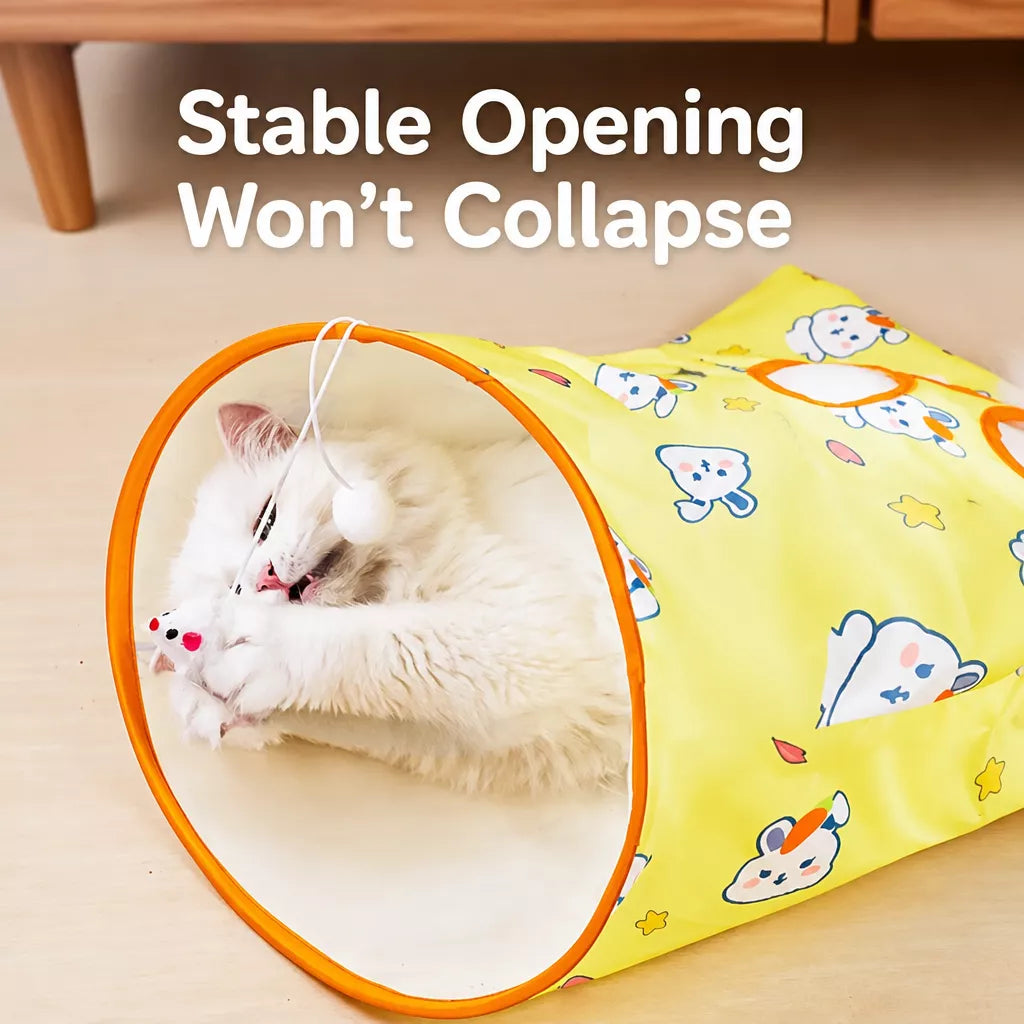 Crinkle Cat Tunnel Toy with Multiple Openings