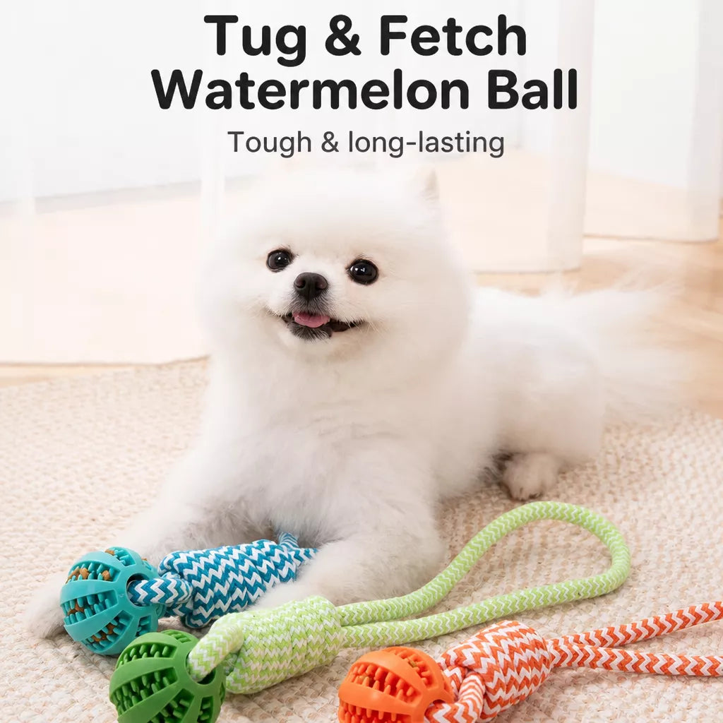 Rope Dog Tug Toy with Treat-Dispensing Ball for Medium and Large Dogs