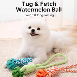 Rope Dog Tug Toy with Treat-Dispensing Ball for Medium and Large Dogs