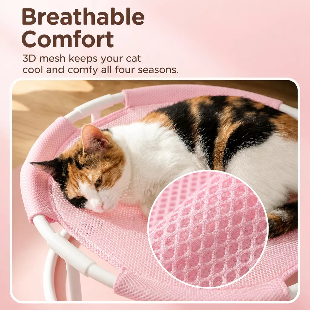 Round Pet Bed with Hanging Toy