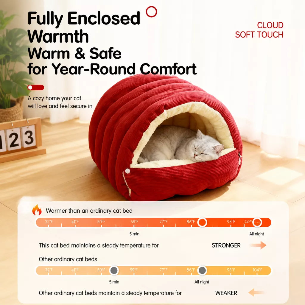 Semi-Enclosed Cat & Dog Bed with EPE Foam