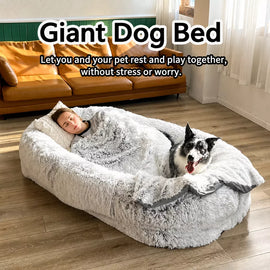 Extra-Large Washable Plush Pet Bed for Dogs and Cats