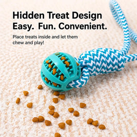 Rope Dog Tug Toy with Treat-Dispensing Ball for Medium and Large Dogs