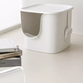 Large Semi-Enclosed Cat Litter Box