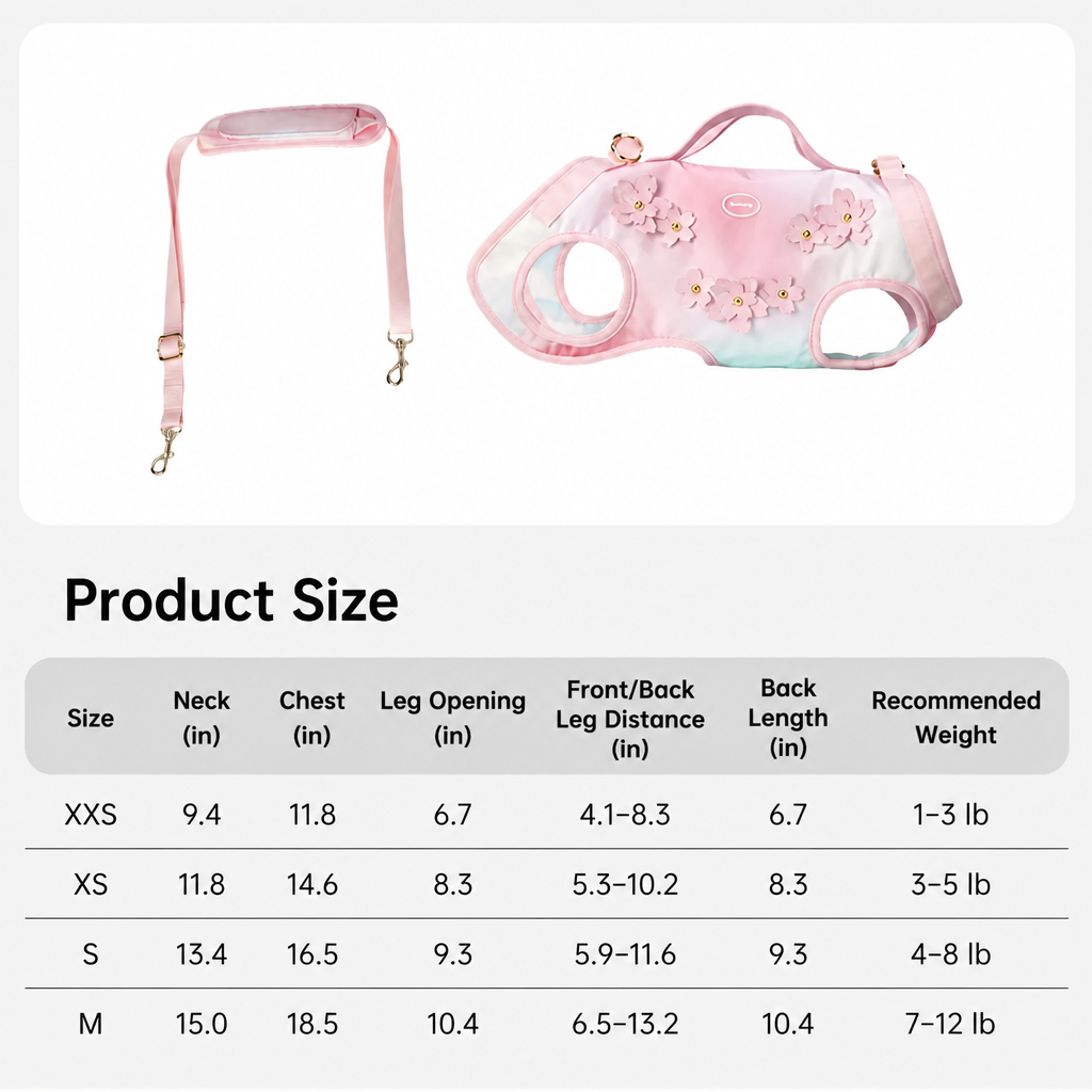 Cherry Blossom Wearable Dog Carrier Harness with Shoulder Strap
