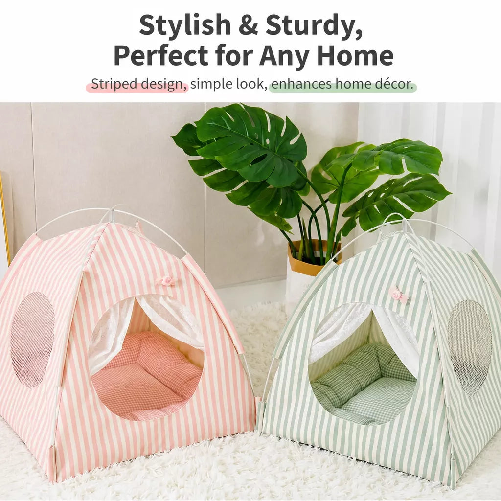 Indoor Cat & Dog Tent Bed with Removable Washable Cushion