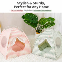 Indoor Cat & Dog Tent Bed with Removable Washable Cushion