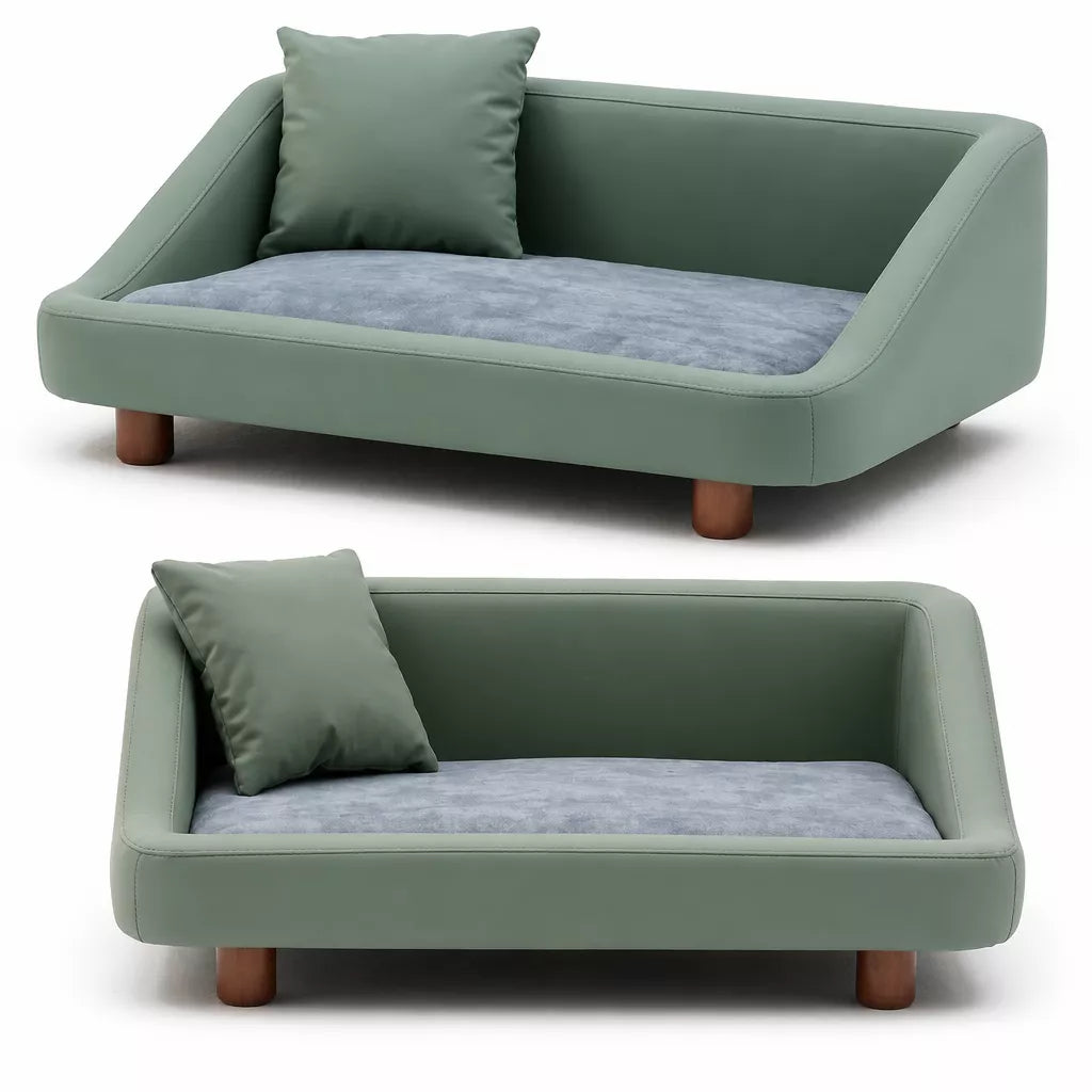 Pet Sofa Bed with Headrest and Removable Cover