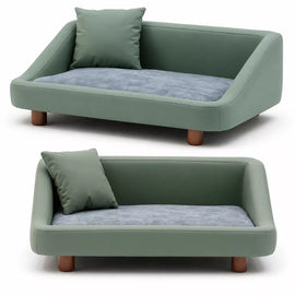 Pet Sofa Bed with Headrest and Removable Cover