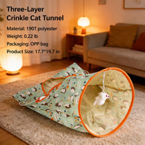 Crinkle Cat Tunnel Toy with Multiple Openings