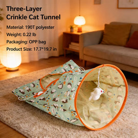 Crinkle Cat Tunnel Toy with Multiple Openings