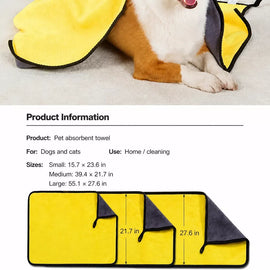 Absorbent Cotton Pet Bath Towel for Dogs and Cats