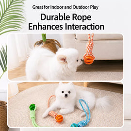Rope Dog Tug Toy with Treat-Dispensing Ball for Medium and Large Dogs