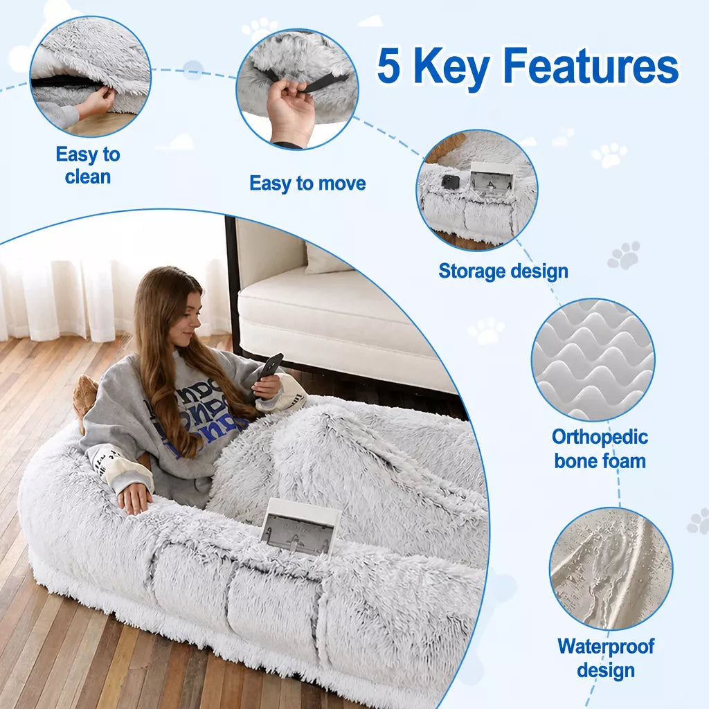 Extra-Large Washable Plush Pet Bed for Dogs and Cats