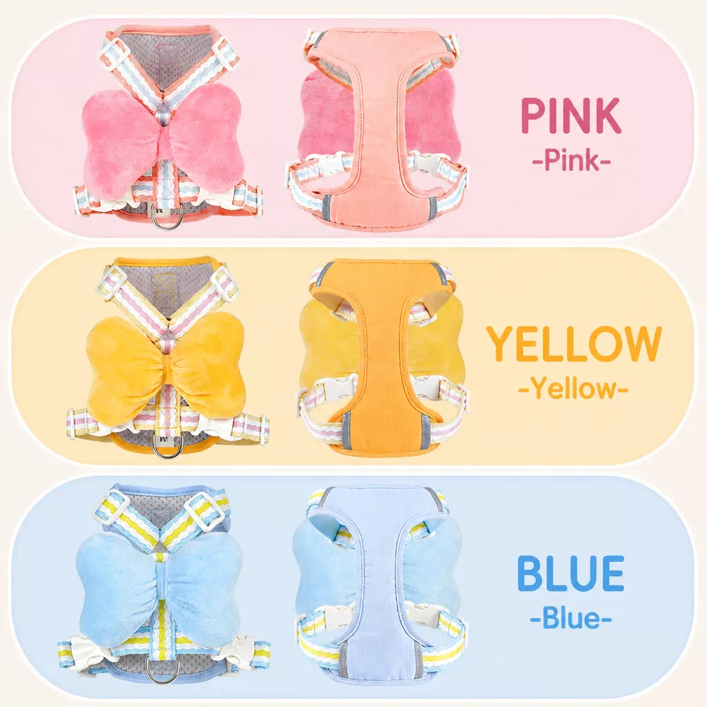 Bow Tie Vest-Style Dog Harness and Leash for Small Dogs