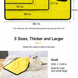 Absorbent Cotton Pet Bath Towel for Dogs and Cats